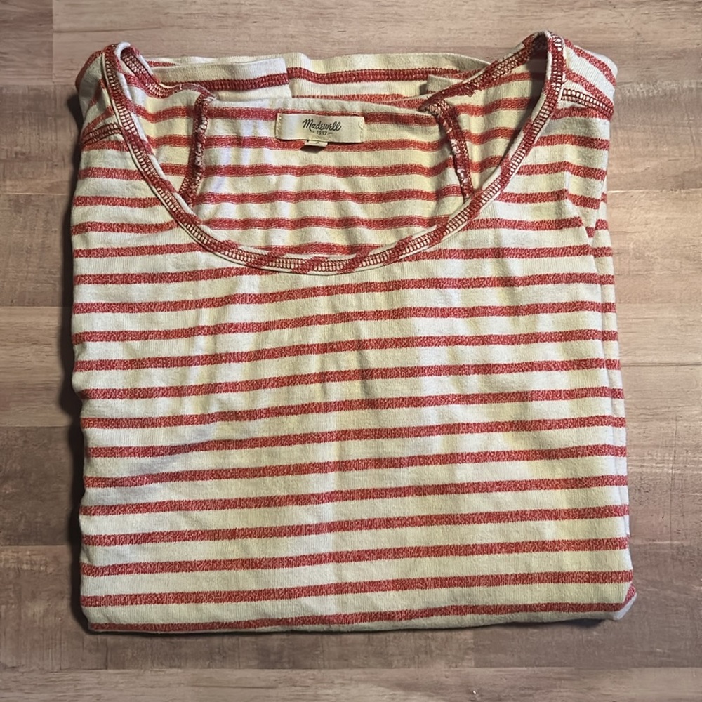 Madewell Striped 3/4 Shirt Red and White